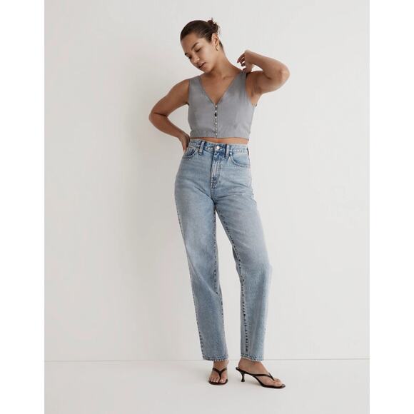 Madewell Softdrape Gwen Crop Vest Top Still Dawn Gray Fitted V Neck US 12 NWT - Picture 1 of 12